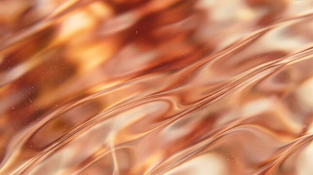水面に反射するアンバーとテラコッタの滑らかな光とグレイン粒子のグラデーション背景