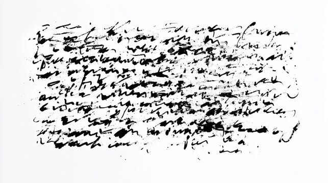 Smudged Abstract Calligraphy Block in Black Ink on White.A dense block of illegible black ink calligraphy appears smudged and weathered.