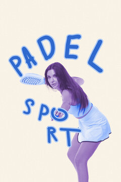 Sporting activity featuring a player preparing to hit a padel ball on a light background