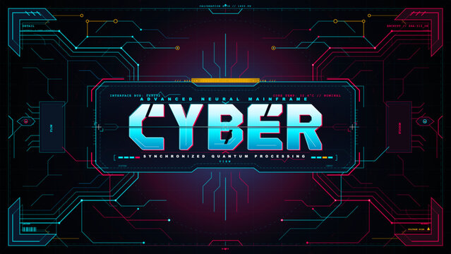 A digital screen features a cyber theme with neon colors and circuit designs. The text highlights advanced neural maintenance. It showcases synchronized quantum processing methods.