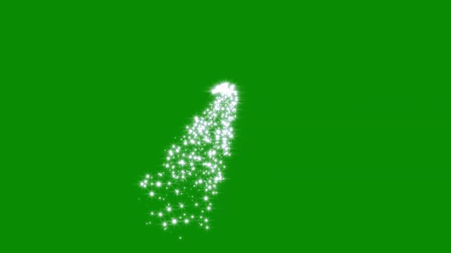 Luxury white glitter sparkle animation, fairy dust, glowing star particles burst, magic light stars line effect, twinkling shimmer line effect, doodle stars motion, green screen background, 4k loop