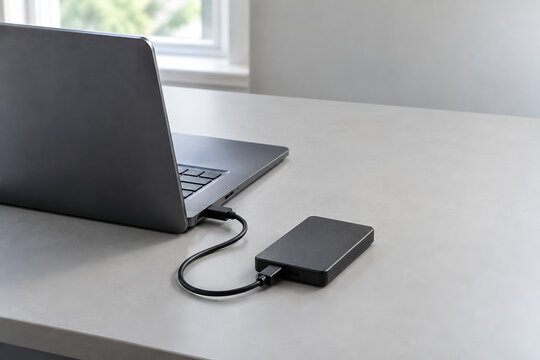 External storage device connected to laptop for local backup