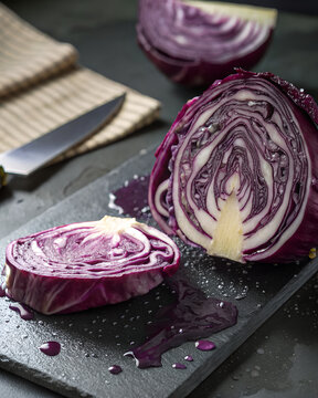 Mesmerizing Spiral Pattern in Fresh Purple Cabbage