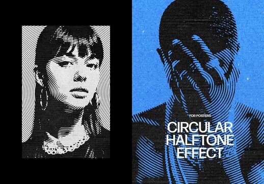 Vertical Circular Halftone Effect For Poster And Print Design