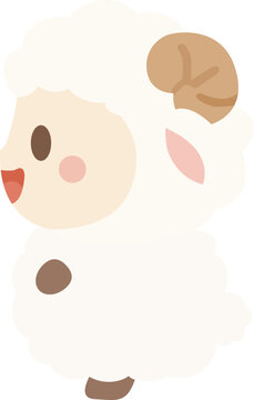 Side View Cute Sheep Mascot Character for Chinese New Year Year of the Sheep