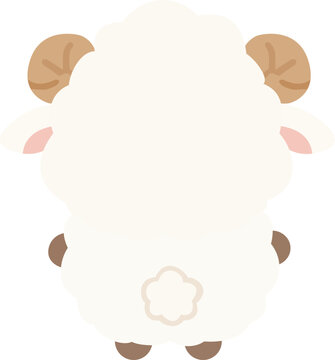 Back View Cute Sheep Mascot Character for Chinese New Year Year of the Sheep