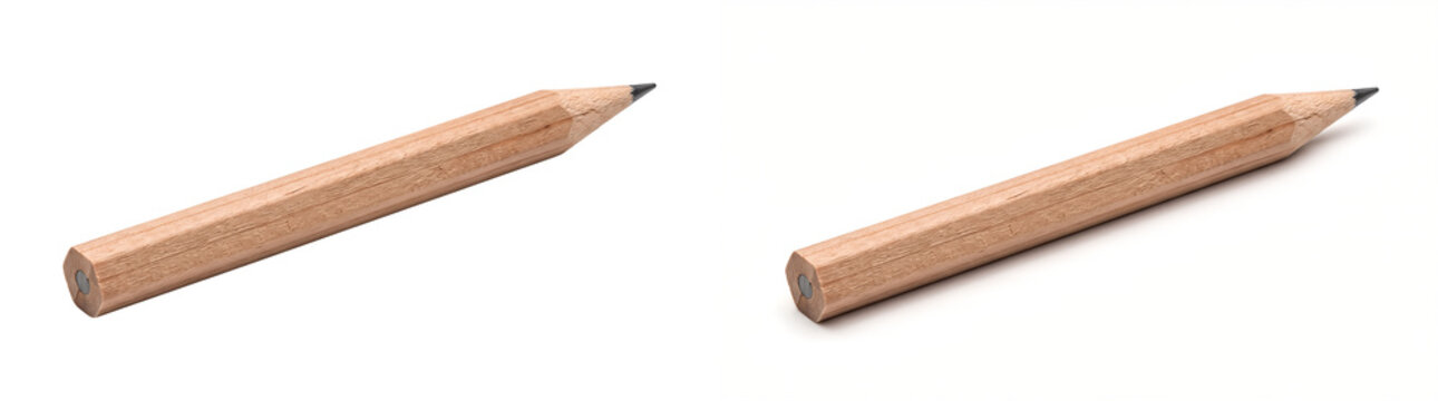 Pencil with a natural unpainted wooden body and sharpened tip as an isolated PNG transparent background for commercial product design use