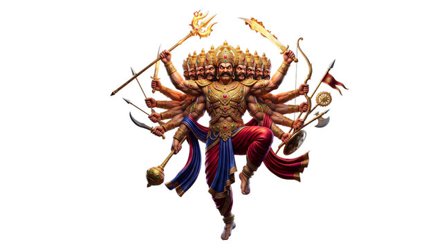 Ravana the tenheaded demon king of lanka isolated on transparent background