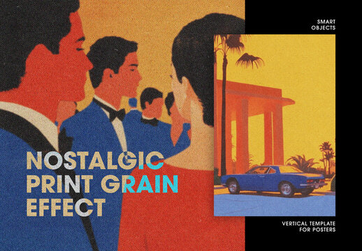 Vertical Nostalgic Print Grain Photo Effect For Poster And Print Design