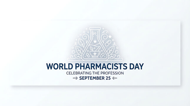  "WORLD PHARMACISTS DAY" in bold blue beneath it, followed by "CELEBRATING THE PROFESSION" and "SEPTEMBER 25"