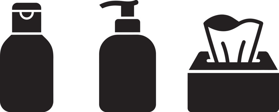 Set of three hygiene and personal care icons