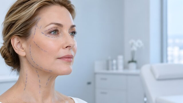 Plastic Surgery Preoperative Face Marking Close Up