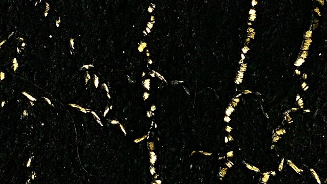 black fabric with gold glitter thread texture abstrack background