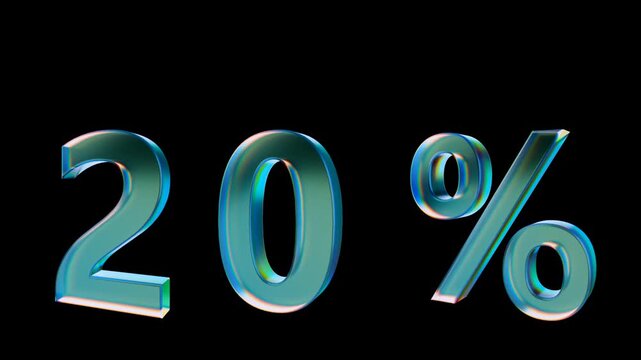 Looped 3D animation on a transparent background. The jumping digit is made of glass.