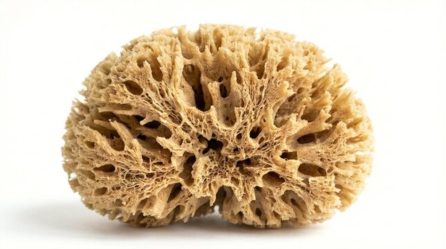 Natural sea sponge with porous texture and organic structure
