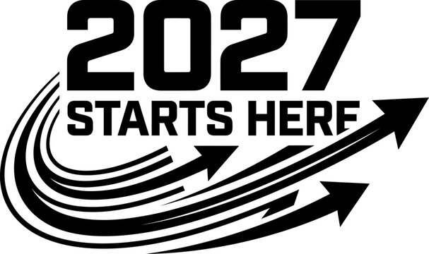 2027 starts here modern arrow logo design