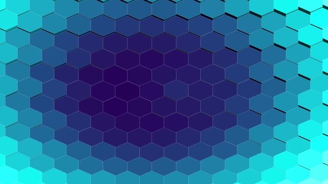 Abstract blue hex grid motion background loop