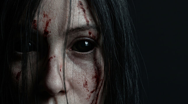 Monster eye scary shadow. Halloween horror evil ghost. creepy supernatural creature nightmare, glowing darkness fantasy fear