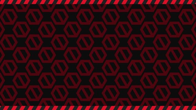 禁止や規制をイメージした赤い六角形の記号背景アニメーション