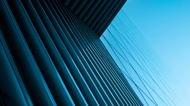 Low Angle View of Modern Skyscraper Geometric Facade