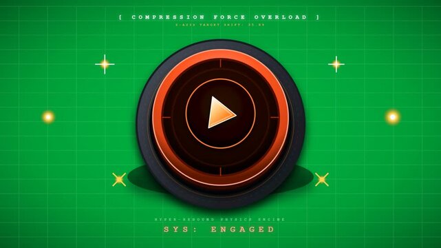 Futuristic Sci Fi Button Interface with Glowing Orange Play Icon