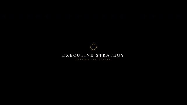 Minimalist executive strategy text animation on black background
