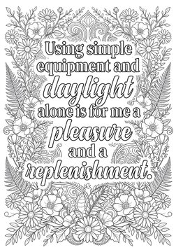 Inspirational Quote Coloring Page Floral Mandala Design Black And White