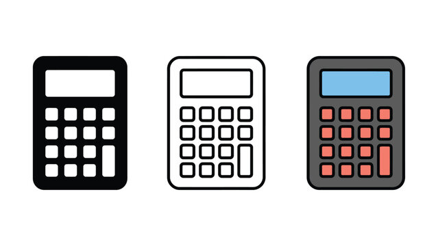  calculator icons in different styles and colors for business and education use  simple black and white designs