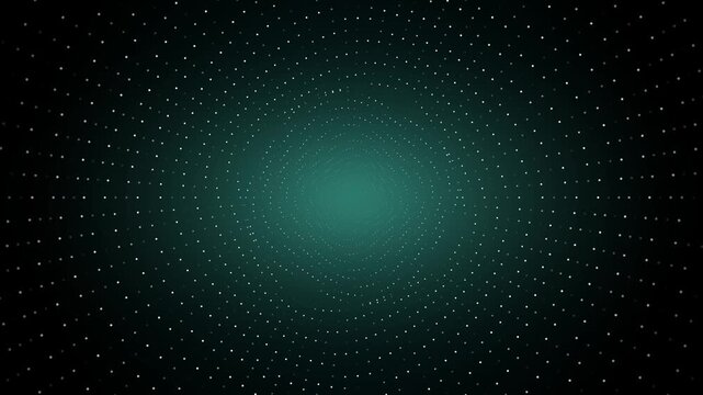 Cinematic motion background with glowing teal stars in deep space