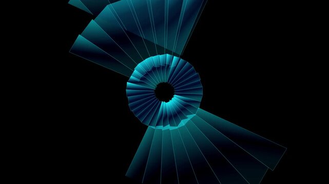 Abstract blue geometric fan animation stock footage