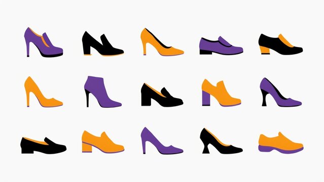 Collection of Halloween high heels and shoes in spooky color palette
