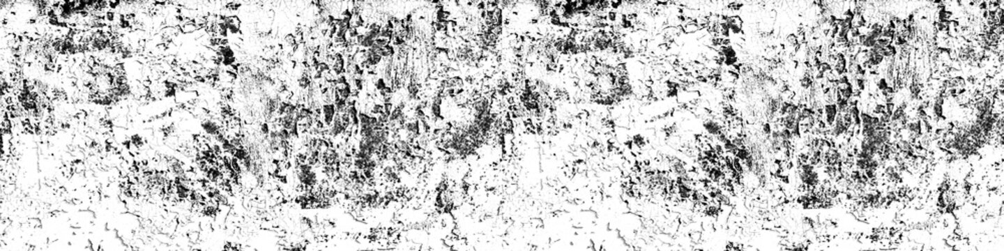A stark split-screen image showing a highly detailed black and white grunge textured pattern on the left side contrasted against a completely solid black fill on the right side for creative design use