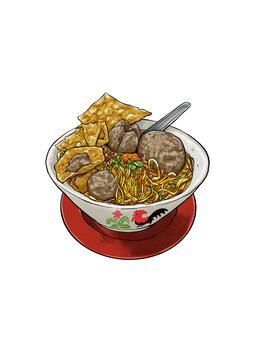 Chicken noodles mie ayam Indonesian food