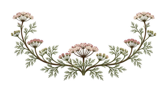 Wildflower Botanical Illustration in a Symmetrical Floral Arch
