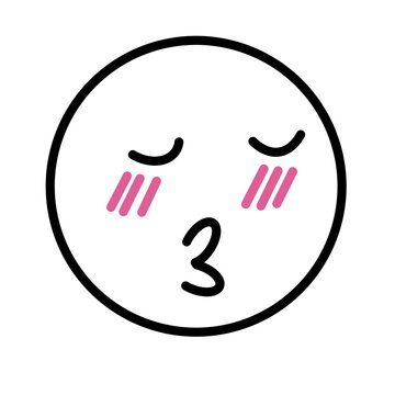 Cute shy emoji vector icon, blushing kawaii face illustration isolated on white background