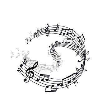 Circular music notes design isolated on white background