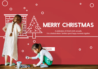Naklejka premium Merry Christmas Santa Clause Festive Holiday Concept