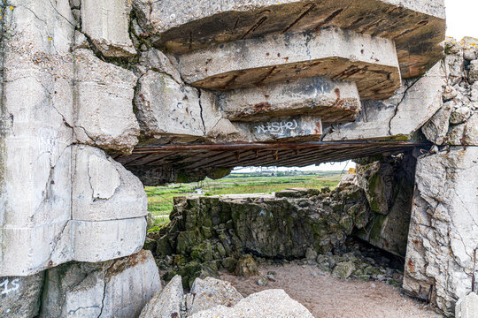 Vicq-sur-Mer, Cotentin, Normandy, Manche, France - Blockhaus on the beach of Neville-sur-Mer