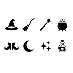 Fototapeta premium Halloween witch icon set