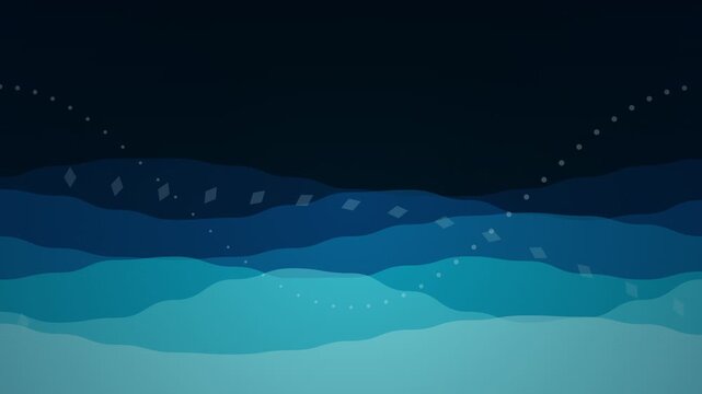 Abstract Blue Layered Waves with Animated Dotted Trajectory Lines Background.