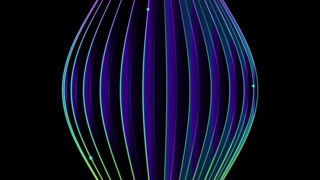 Vertical lines pulsate and expand within a dark geometric shape