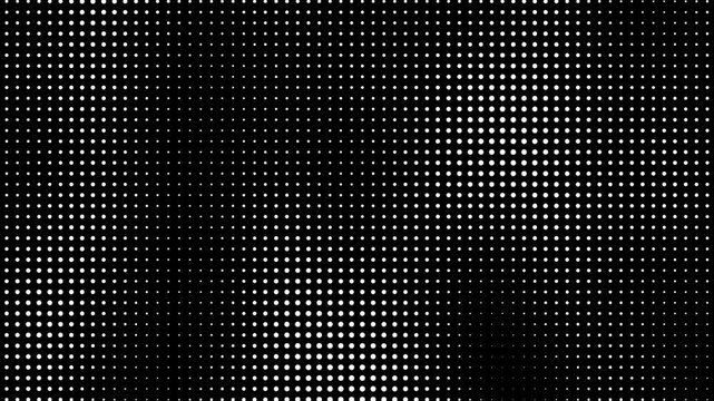 Abstract halftone dot texture with vintage grunge overlay and subtle noise grain, black and white halftone dot pattern animation, abstract digital dot texture for futuristic motion graphics.4k video