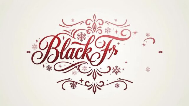 Elegant red calligraphy lettering for a stylish black friday sale promotion and marketing event video