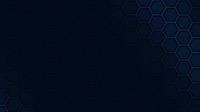Grille hexagonale num&eacute;rique lumineuse parcourue par des impulsions d&rsquo;&eacute;nergie bleue