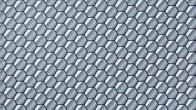 Surface m&eacute;tallique hexagonale bross&eacute;e avec reflets lumineux en mouvement