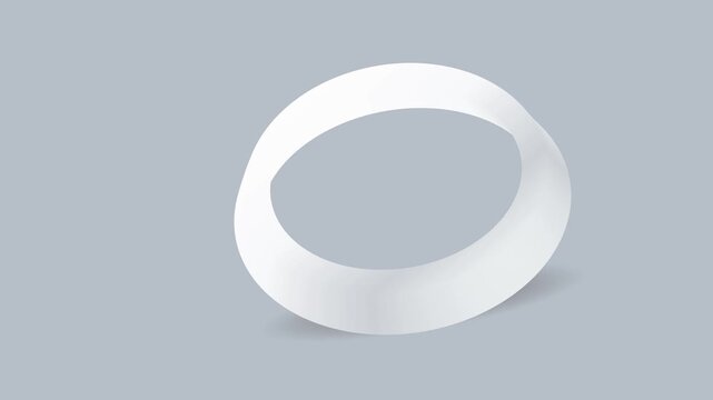 Forme sculpturale blanche minimaliste flottant sur un fond gris doux