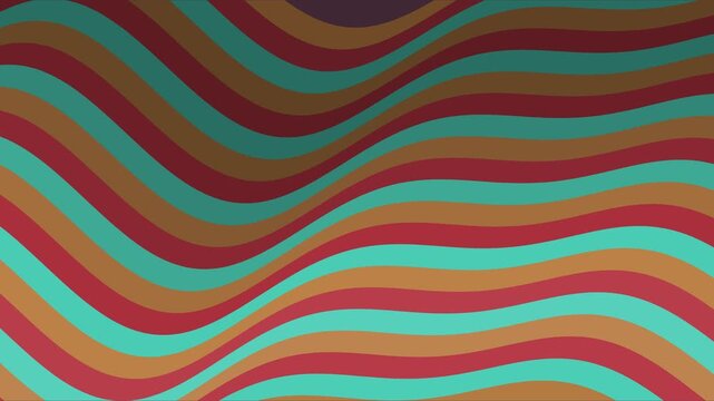Vagues horizontales brunes, rouges et vert marin en bandes superpos&eacute;es
