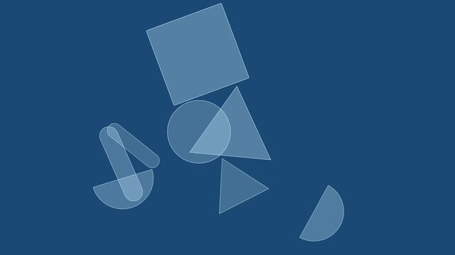Triangles, losanges et carr&eacute;s transparents flottant sur un fond bleu