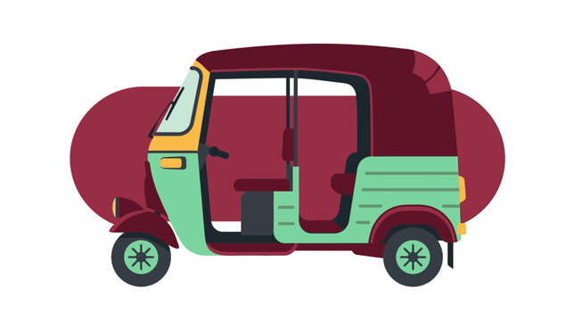 illustration of a traditional auto rickshaw tuk-tuk vehicle for urban transport