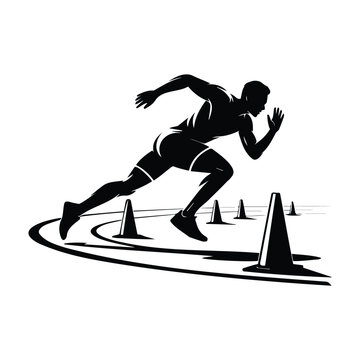 Sprinter Running on Track Silhouette
